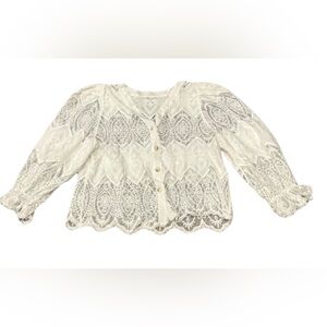 White Lace Long Sleeve Blouse | Fits like a Medium